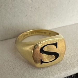 18k Gold Solid “S” Signet Ring